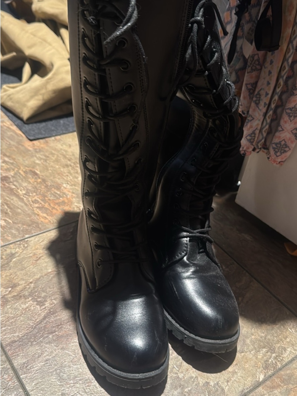 Black Women's Lace-Up Combat Boots